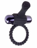 Inel Penis Vibrating Silicone Super Ring, Negru