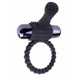 Inel Penis Vibrating Silicone Super Ring, Negru