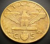 Cumpara ieftin Moneda istorica 5 CENTESIMI - ITALIA, anul 1942 * cod 4150, Europa