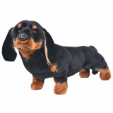 VidaXL C&acirc;ine din pluș de jucărie dachshund, negru, XXL