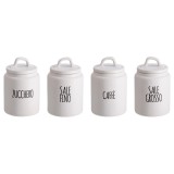 Cumpara ieftin Set 4 borcane depozitare ceramica alba neagra 13,5 x 21 cm