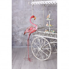 Pasare Flamingo din metal vopsit roz pentru gradina AJA220