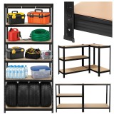 Raft metalic pentru depozitare Bigstren, 5 polite, 1000 kg, negru