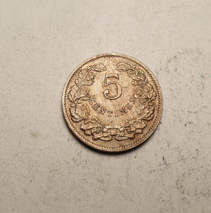 Luxemburg 5 Centimes 1908 Piesa Frumoasa