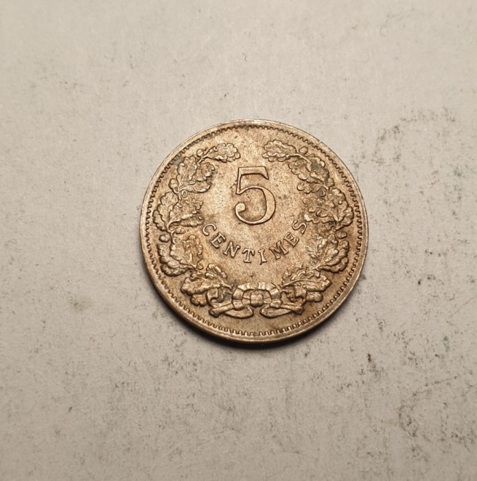 Luxemburg 5 Centimes 1908 Piesa Frumoasa