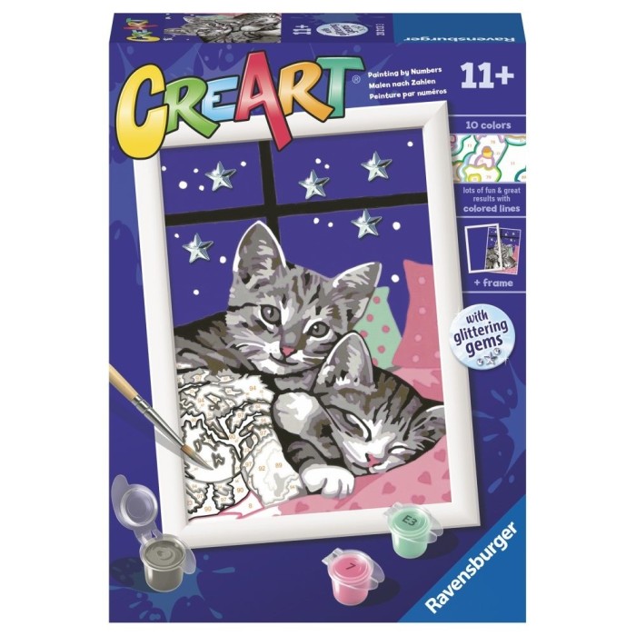 Ravensburger - CreArt pictura pe numere pentru copii pisicute somnoroase cu