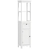 HOMCOM Mobilier coloană de baie armoire haute cu 2 rafturi, 1 sertar și 1 dulap - 40 x 30 x 165 cm, alb | Aosom Romania