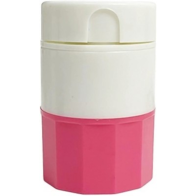 Cutie pastile multifunctionala, flippy, 4 in 1, pahar apa, taiere, sfaramare, depozitare, compact, abs cu lama din inox, alb/roz, 8.7x6.2x4.1 cm foto