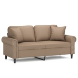 Cumpara ieftin Canapea cu 2 locuri cu pernute, cappuccino, 140 cm, piele eco.