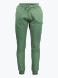 Pantaloni sport barbati cu talie elasitica din bumbac cu logo brodat verde, L
