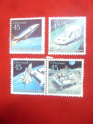 Serie Cosmos- Congres UPU 1989 SUA 4 valori stampilate foto