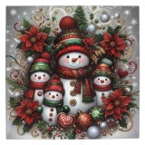 Platou Decorativ Crăciun, Model Om de Zăpadă și Flori Crăciunițe, Plastic, 30x30cm, Multicolor