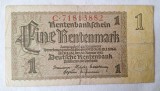 1 Mark 1937 - Bancnota veche Germania nazista, eine Rentenmark