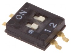 Comutator DIP-SWITCH 2 Sec&Aring;&pound;iuni ON-OFF 0,025A 24VDC