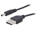Cablu USB A la DC 3,5/1,35 Negru 0,8m, Akyga