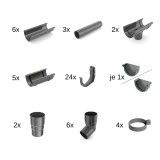 Set jgheaburi și burlane grafit, 12m, Sistem 100
