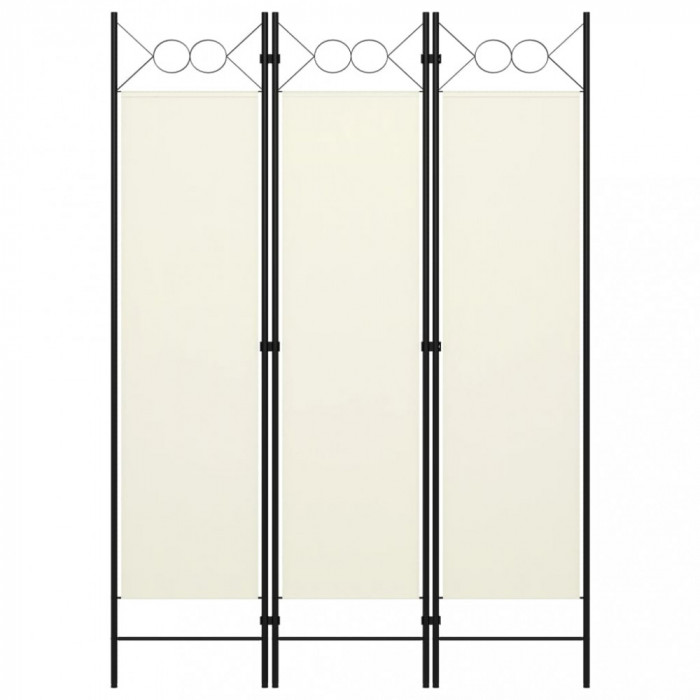 vidaXL Paravan de cameră cu 3 panouri, alb crem, 120 x 180 cm