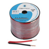 Cablu difuzor CCA, 2 x 0.35 mm&sup2;, 100 m, Rosu/Negru, Cabletech