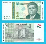 Tadjikistan (p#14A) 1 Somoni 1999 UNC 'Tursunzoda' serie: AT5348192; (ROG CITITI DETALIILE!)