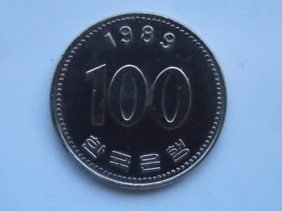 100 WON 1989 COREEA DE SUD foto