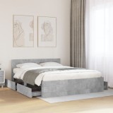 VidaXL Cadru de pat cu tăblie gri beton 150x200 cm lemn prelucrat 3295558