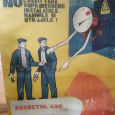 Afis romanesc comunism "Nu lasati fara supraveghere instalatiile, masinile..."