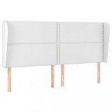 Cumpara ieftin Tablie de pat cu aripioare, alb, 203x23x118/128 cm, piele eco