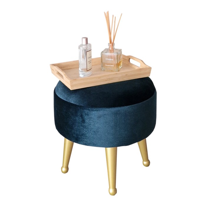 Taburet Laholm 40x40cm auriu / albastru [en.casa] HausGarden Leisure