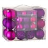 Set Globuri Crăciun, Model Fucsia, 3 Dimensiuni, Plastic, 50 Bucăți, Oem