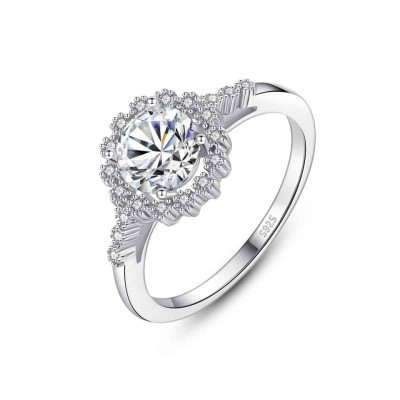 Inel Argint --Round Elegance Moissanite natural- ARG295A foto