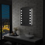 Oglinda LED Baie vidaXL 60x80 cm Argintiu, Iluminare Patrata, Montare Perete, IP44