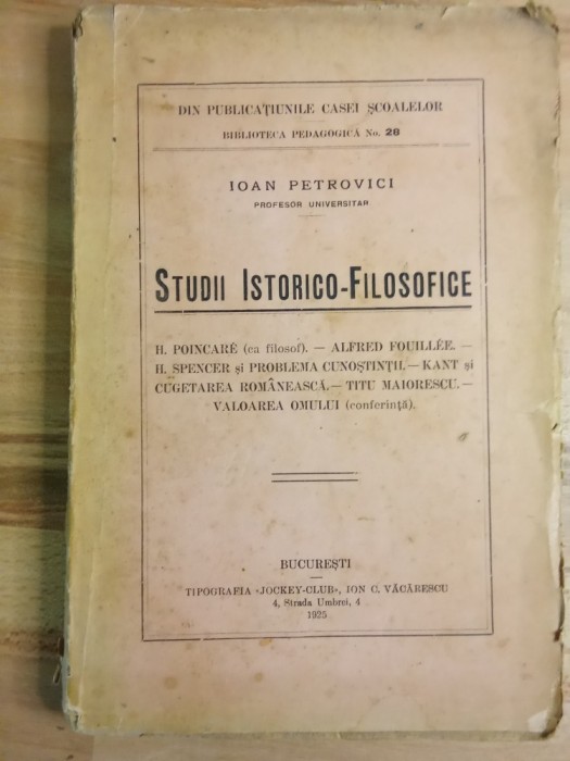 H. Studii Istorico-Filozofice 1925