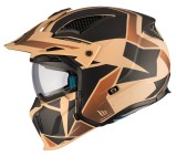 Cumpara ieftin Casca pentru scuter - motocicleta MT Streetfighter SV S P1R B9 maro mat (ochelari soare integrati) &ndash; masca (protectie) barbie si cozoroc detasabile &ndash;