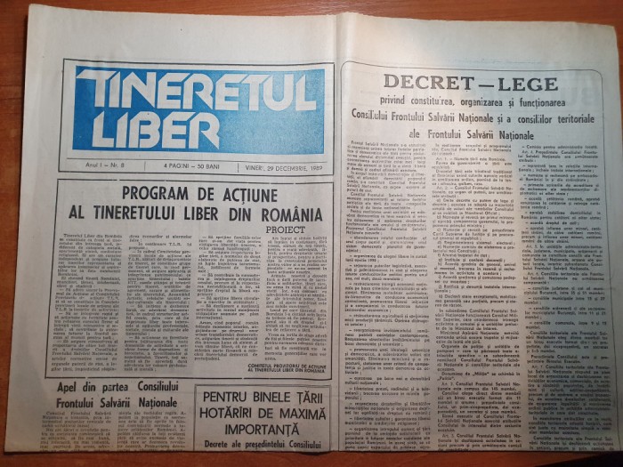 tineretul liber 29 decembrie 1989-aricole si foto revolutia romana
