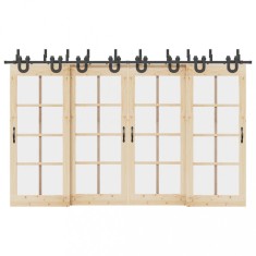 vidaXL Set feronerie pentru uși glisante, negru, 366 cm, oțel