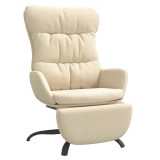 Cumpara ieftin Scaun de relaxare cu taburet, crem, material textil