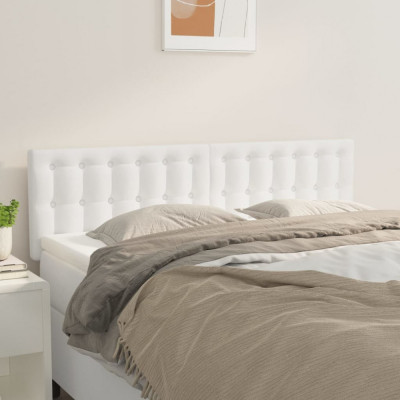 vidaXL Tăblii de pat, 2 buc., alb, 72x5x78/88 cm, piele ecologică foto