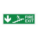 Indicator evacuare Fire Exit cu săgeată &icirc;n jos