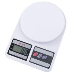 Cantar de bucatarie, Electronic, display LCD 2 inch, functie Tara, maxim 10 kg, alb, 24X17X4 cm