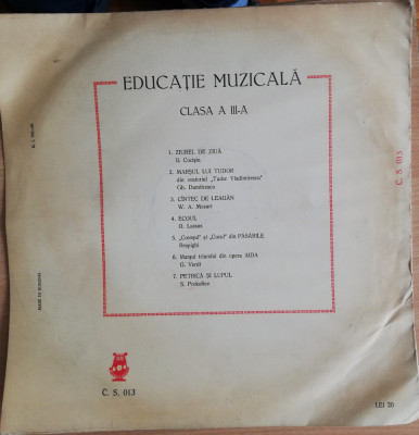 Disc Vinil Disc de Educatie Muzicala cls a III-a Electrecord C.S. 013 foto