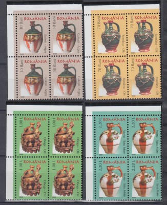 2006 LP 1729 CERAMICA ROMANEASCA III ULCIOARE DE NUNTA BLOCURI DE 4 TIMBRE MNH foto