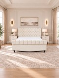 Pat Misterio 160x200 cm Tapitat Catifea Crem Somiera Inclusa (cod AF 3589-01)