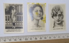 RARE LOT 3 CARTOANE TIGARI -MISS GERMANIA 1930 /MISS OLANDA 31 /MISS ITALIA 30