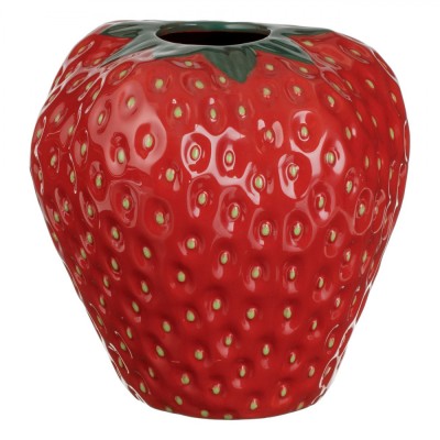 Vază Decorativă Ceramică, Model Căpșună, Roșu, 20x20x21cm foto