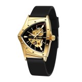 Cumpara ieftin Ceas barbatesc Winner CS1752, automatic, silicon, negru, cadran negru-auriu