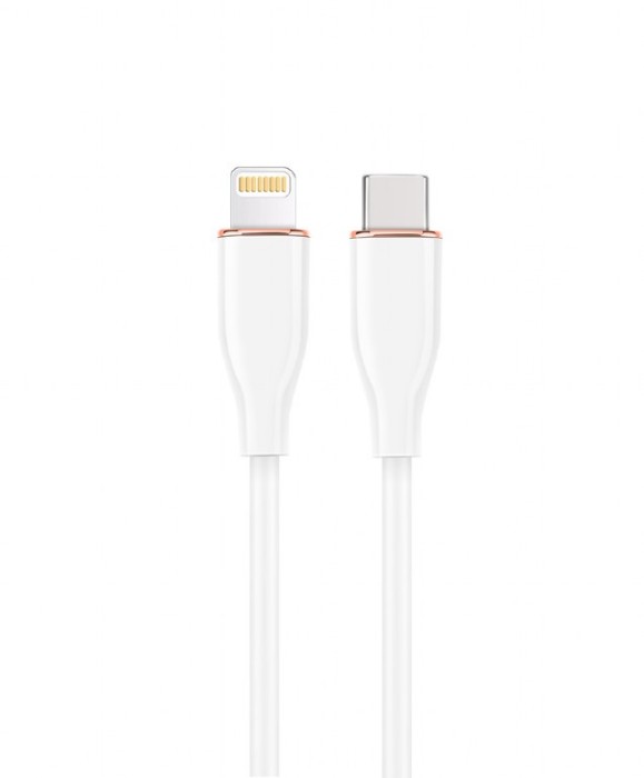 CABLU alimentare si date GEMBIRD, pt. smartphone, USB 2.0 Type-C (T) la Lightning (T), 20W, 1.5m, protectie silicon, alb, &quot;CC-USB2S-CM8PM-1.5M-W&quot; (tim