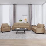 VidaXL Set de canapele cu perne, 3 piese, cappuccino, piele ecologică