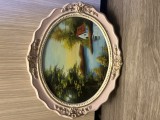 Tablou Vintage Oval Pictat Manual 29&times;25cm