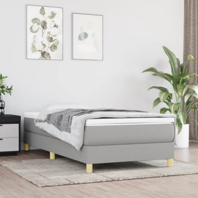 vidaXL Cadru de pat fără saltea, gri deschis, 90x190 cm, textil foto