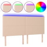 Cumpara ieftin Tablie de pat cu LED, cappuccino, 200x5x118/128 cm, piele eco